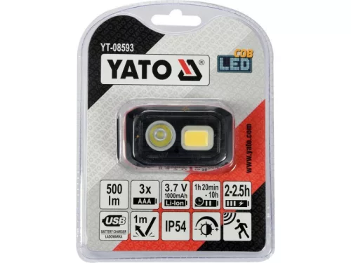 YATO Akkus / elemes LED fejlámpa 500 lumen mozgásérzékelős