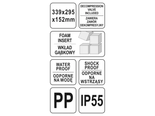 YATO Szerszámkoffer habszivacs betéttel 339 x 295 x 152 mm