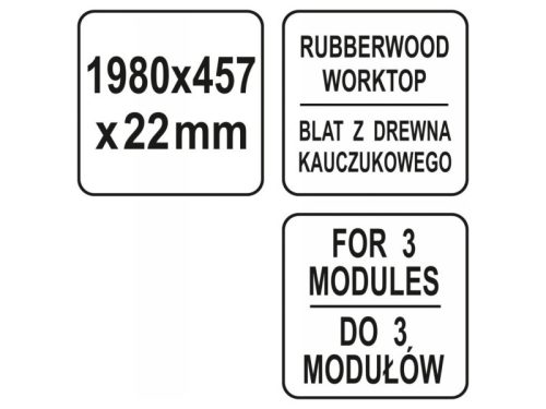 YATO Fa munkalap 3 alsó szekrényhez 1980 x 457 x 22 mm