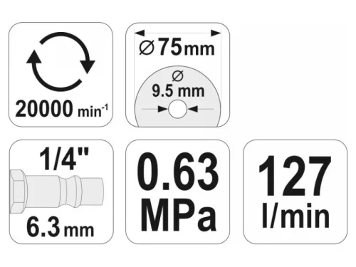 YATO 75 mm pneumatikus vágószerszám, mini sarokcsiszoló