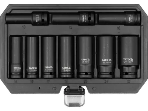 YATO Hosszú gépi dugókulcs készlet 10 részes 1/2" 10 részes 10-27 mm