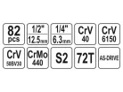 YATO Dugókulcs készlet 82 részes 1/4", 1/2" CrV