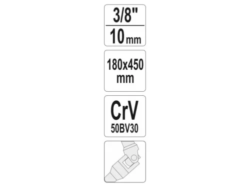YATO T-alakú hajtókar csuklós 3/8" 450 mm CrV
