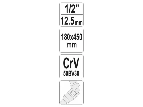 YATO T-alakú hajtókar csuklós 1/2" 450 mm CrV