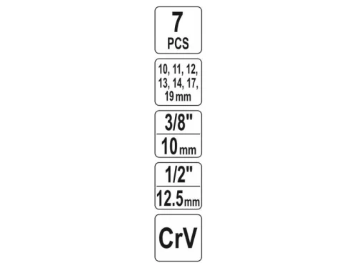 YATO Nyitott dugókulcs készlet 7 részes 3/8", 1/2" CrV