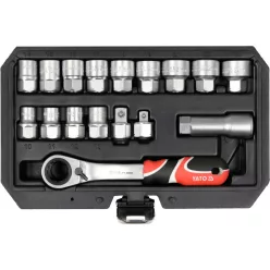   YATO Nyitott dugókulcs készlet 17 részes 3/8", 1/2" Spline