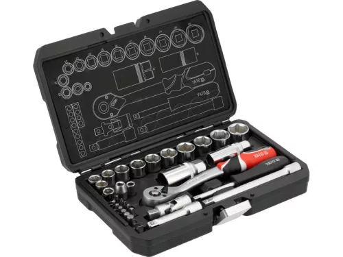 YATO Racsnis szerszámkészlet 34 részes 1/4" és 3/8"