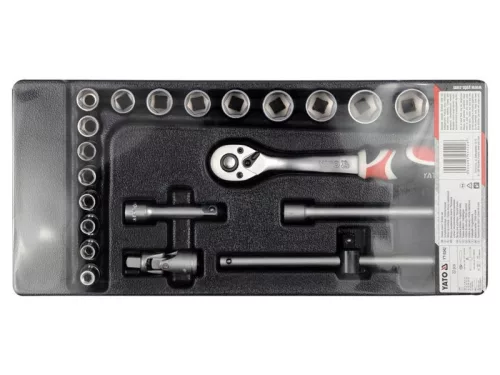 YATO Dugókulcs készlet 22 részes 3/8" 6-22 mm CrV (fiókbetét)