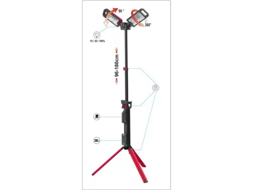 YATO Akkus állványos LED dupla reflektor 5000 lm