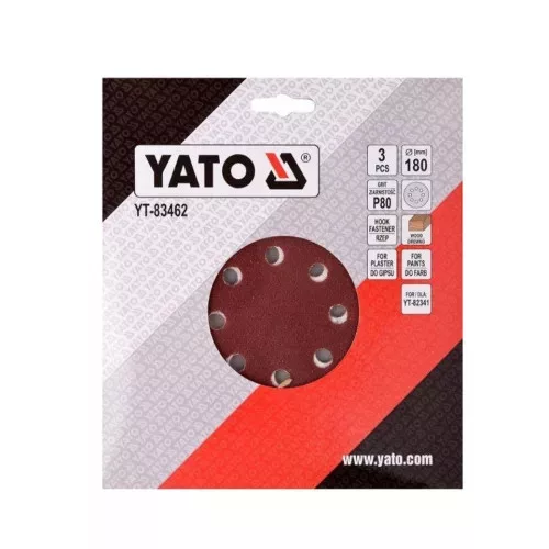YATO Tépőzáras fíbertárcsa 180 mm / P80 (3 db) 